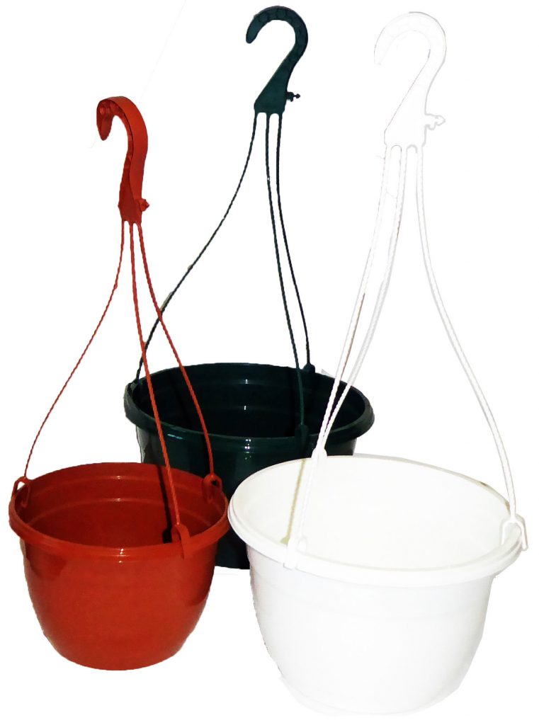 Hanging pots 27cm pine green, white & terracotta H. Smith Plastics Ltd